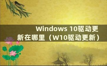 Windows 10驱动更新在哪里（W10驱动更新）